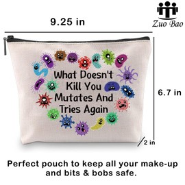 Zuo Bao Funny Microbiology Makeup Bag Lab Tech Gift Mutates And Tries Again Cosmetic Bag Biology Gift (Tries Again)