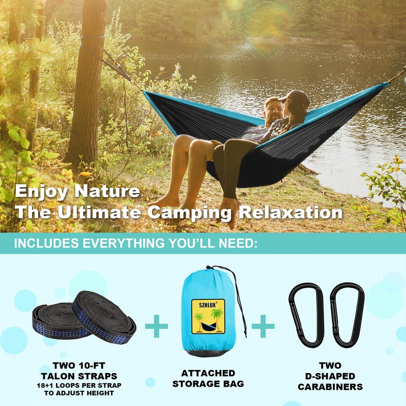 SZHLUX Camping Hammock Single Portable Hammocks with 2 Tree Straps