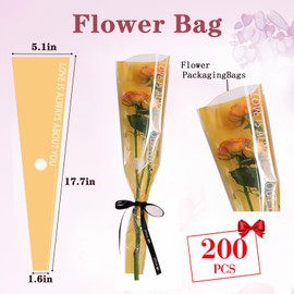 L7HWDP 30 PCS Single Rose Sleeve Bouquet Bags Plastic Single Flower Wrapping Rose Packaging, For Weddings, Birthdays, Anniversaries, Valentine's Day, Mother's Day, Father's Day, Graduations (Yellow)