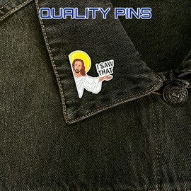 Herxion Funny Christian Pins, Jesus Enamel Pins for Backpacks, "I SAW THAT" Faith Religious Novelty Backpack Brooch Lapel Pin for Men, Women, Girls, Boys. For Lanyard, Bags, Hats, Caps, Clothing