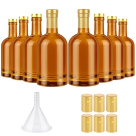 8 Pack 12oz Amber Glass Bottles with Cork Lids, Liquor Bottles