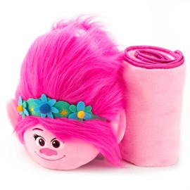 Trolls Armrest Buddy Stuffed Plush Travelling Toy With Blanket 13” - Kids Ultimate Travel Pillow Companion Set (Poppy)