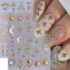 2 Sheets Sun Moon Nail Art Stickers Decals 5D Embossed