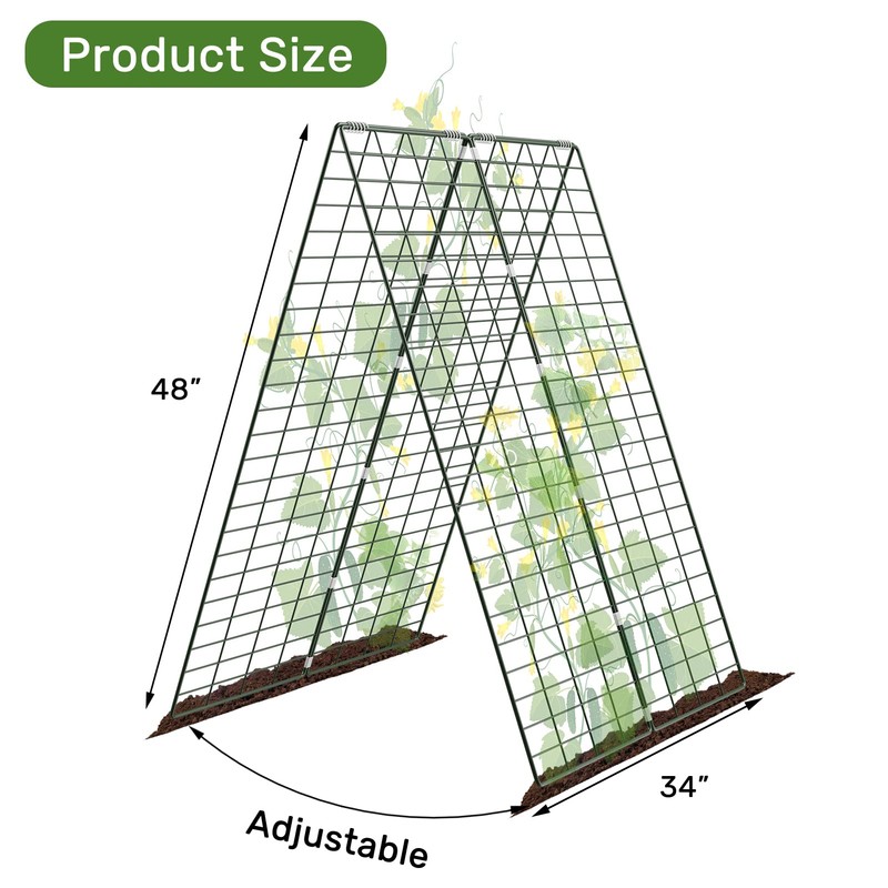 AGTEK 34" x 48" Foldable Cucumber Trellis with Garden Stakes