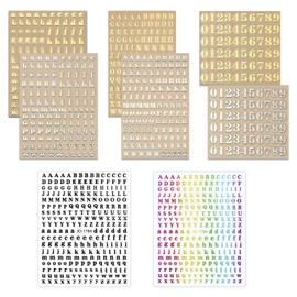 6 Pieces Alphanumeric Stickers, 2 Pieces Letter Stickers, Uppercase and Lowercase Letters Stickers, DIY Metal Letter Stickers, Craft Number Stickers
