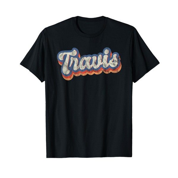 Travis Personalized Name Shirt Custom Lettering 70's T-Shirt
