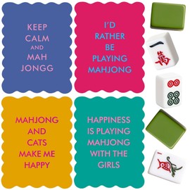 Maitys 4 Pcs Color Mahjong Shuffler Cards with Funny Sayings for Mixing Shuffling Tiles Thick PVC Shufflers with Wavy Scalloped Edges Mahjong Accessories Gifts for Lovers Playing(Multicolor,Funny)