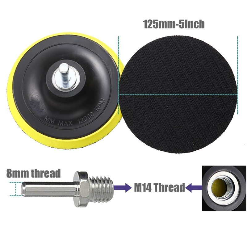 Treki 2Pcs 5 Inch/125mm Hook and Loop Backing Pads with