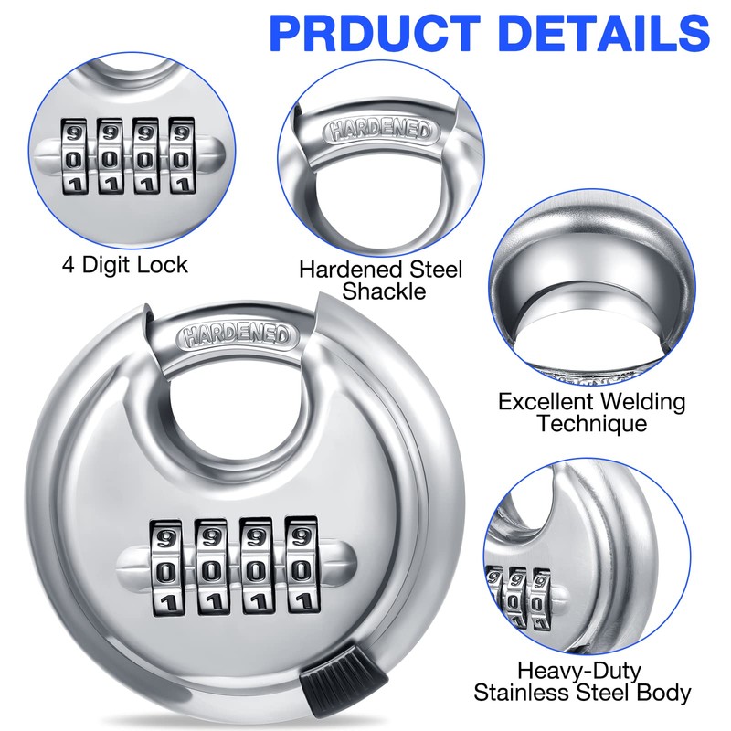 Maitys 10 Pack 4 Digit Combination Locks Stainless Steel Code