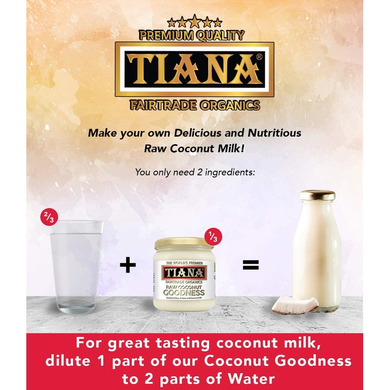 TIANA Fairtrade Organic Raw Coconut Goodness, Pure Unsweetened Coconut Flesh