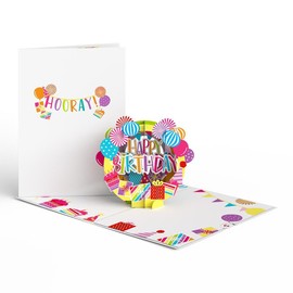 Lovepop Birthday Hooray Pop Up Card – Birthday Card – Handcrafted 3D Pop-Up Greeting Card – Birthday Card, 5 x 7”