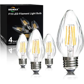 BRIMAX F15 6W Led Porch Light Bulbs Outdoor, Equivalent 60W Incandescent Bulb, E26 Medium Base Dimmable 2700K Soft Warm White Flame Wrinkle Glass,Post Light Bulb for Ceiling Fan and Lantern Lamp,4Pack