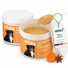 Vetura Probiotic Mix for Dogs - 2 x 200 g Economy Pack - Probiotic Powder - To Support Building Healthy Intestinal Flora - With Bacillus velezensis without Histamine Formation - Made in Germany