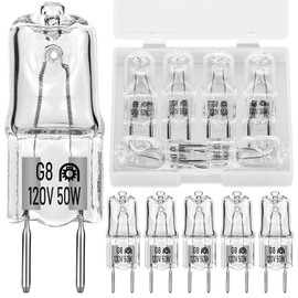 HNYYZL 12 Pack G8 Halogen Light Bulbs - 50W 120V T4 JCD Type G8 Bi-Pin Base, Dimmable Warm White 2700K for Kitchen Hood, Landscape Lights, Desk Lamps, Floor Lamps, and Wall Sconces