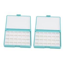 Beginner Artist, Mini Watercolour Box, Easy to Use Pocket Watercolour Palette for Painting on the Go Plastic, 2 Pieces (Blue Box, 24 Grids)