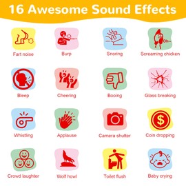 Ninigai Sound Effects Machine - 16 Hilarious Sound Buttons for Kids - Pocket-Sized Noise Maker for Parties, Games & Gags - Great Birthday Gift for Boys & Girls Age 3+