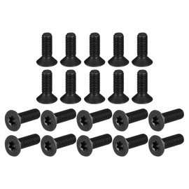 uxcell M6-1.0x20mm Flat Head Torx Anti Theft Machine Screws, 20Pcs 10.9 Grade Alloy Steel, Torx Drive, Countersunk Head, Full Thread, Black Oxide Finish
