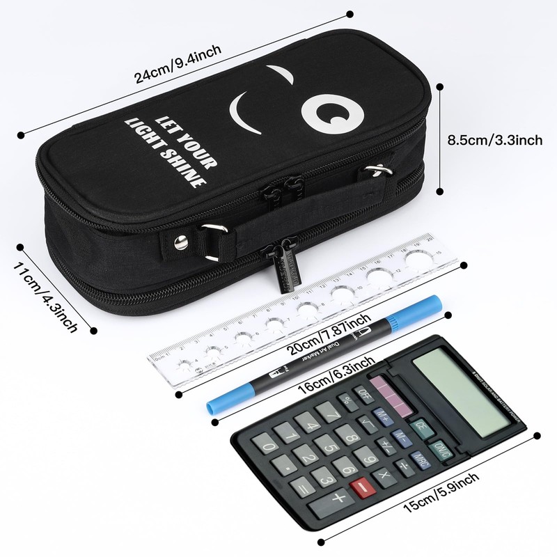 Wzone Pencil Case Large Capacity with Organiser 5 Compartments for