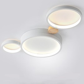 Liudefa 3-Lights LED Ceiling Light Fixture,22 Inch Modern Ceiling Lights Flush Mount Wooden 20W Dimmable Chandelier for Living Room Bedroom Kitchen,3000K/4000K/6000K Temperatures Selectable White