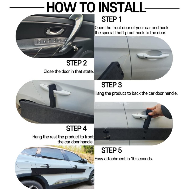 NKS Car Door Dent Protector - Non-Magnetic Removable Guard for