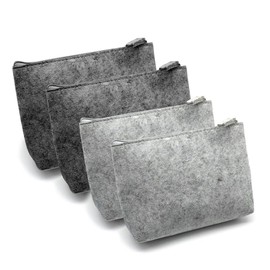 XFSRG Pack of 4 Felt Bag Cosmetic Bag with Zip Multifunctional Toiletry Bag and Pencil Case Travel Organiser DIY Blanks