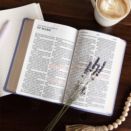 KJV Personal Size Giant Print Bible, Lavender LeatherTouch, Red Letter, Presentation Page, Full-Color Maps, Easy-to-Read Bible MCM Type