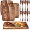 Hushee 16 Pcs Acacia Wooden Steak Plates Board Serving Tableware