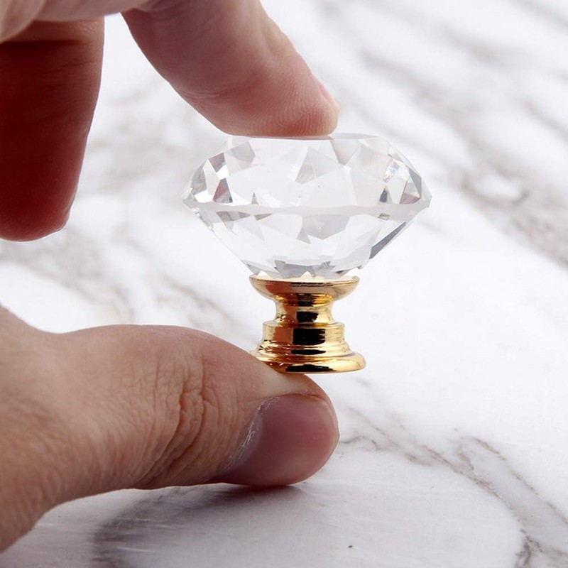 MDPLY 5 Pack Crystal Glass Cabinet Knobs - 30mm Clear