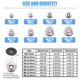 Glarks 320Pcs Stainless Steel Neoprene Backed EPDM Bonded Sealing Washers Assortment Kit Work for #4/ #5/ #6 Screws