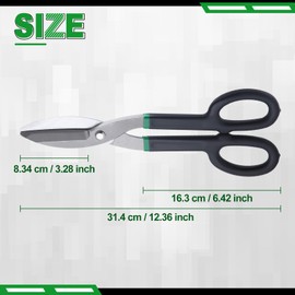INJOYTEC Tin Snips 12 Inch Metal Scissors with Flat Blade Heavy Duty Metal Scissors Straight Scissors Combination Scissors with Straight Pattern Tin Snips with Comfort Grip