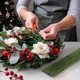 Juvale 300 Pieces Green 18 Gauge Floral Wire Stems for DIY Crafts, Artificial Flower Arrangements (16 in)