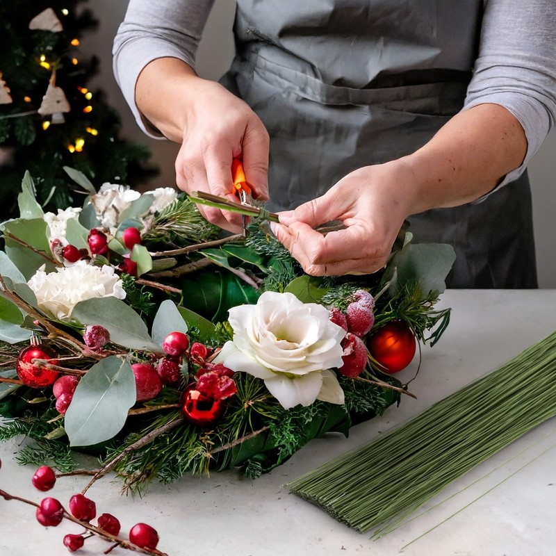 Juvale 300 Pieces Green 18 Gauge Floral Wire Stems for