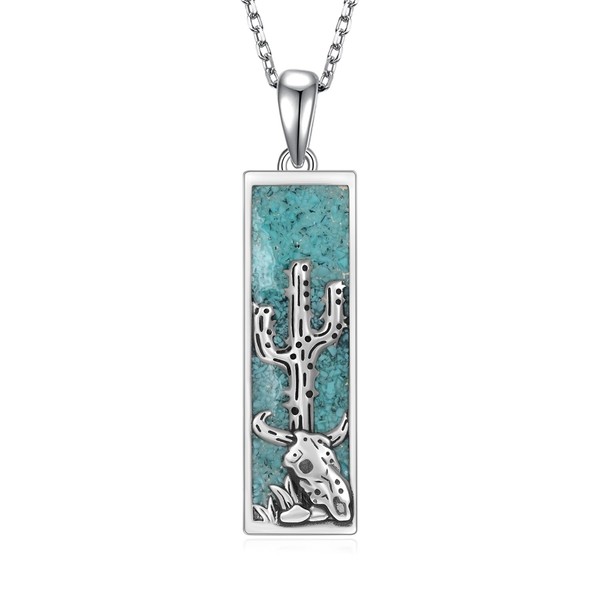 Lieditia Western Necklace 925 Sterling Silver Cactus Necklace Turquoise Jewelry