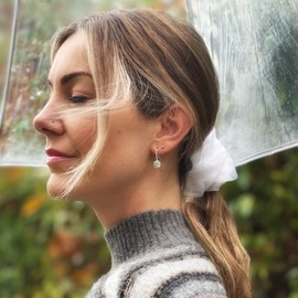 EVER FAITH 925 Sterling Silver Round Cut CZ Prong Setting Gorgeous Leverback Dangle Earrings Hoop Earrings for Women Clear