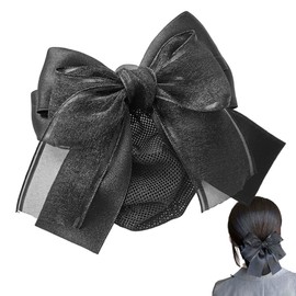 TIANTHH Chignon Net Ribbon Barrette with Net Black Large Formal Hair Collection for Ceremonial Occasions Job Hunt Graduation Hair Bun Hair Accessories
