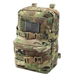 Tactical Mini Molle Hydration Pack,Molle Hydration Carrier with US Flag Nylon Water Resistant,Hydropack 2L Water Bladder for Tactical Vest Backpack(CP)
