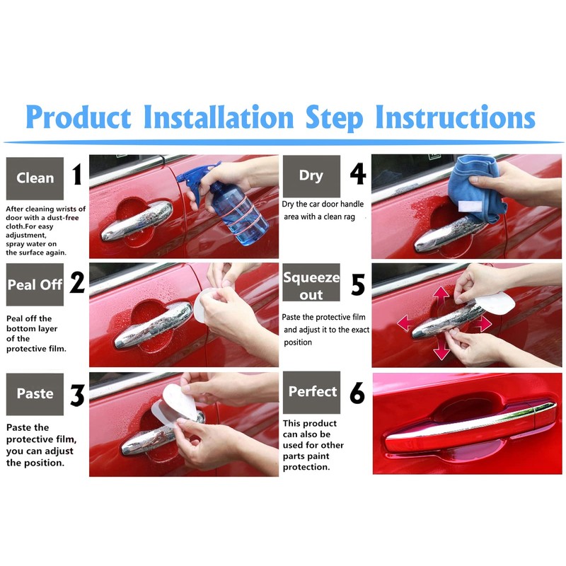 Logctee 4 Pack Clear Universal Car Door Handle Scratch Protectors,