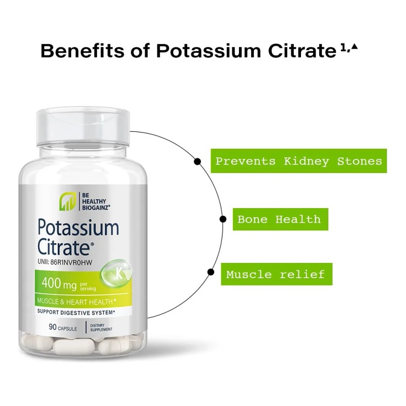 Paq. Citratos Magnesio Y Potasio Premium Biogainz® Made Usa Sabor