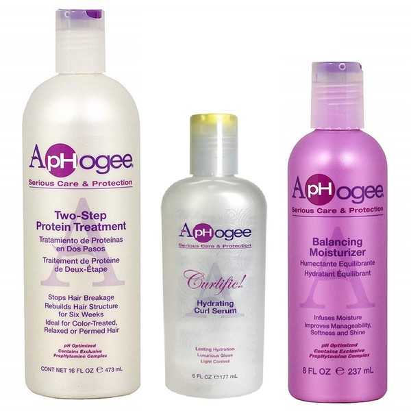 Aphogee Trio Two-Step Protein Treatment Bundle with Curlific Hydrating Curl Serum and Balancing Moisturizer