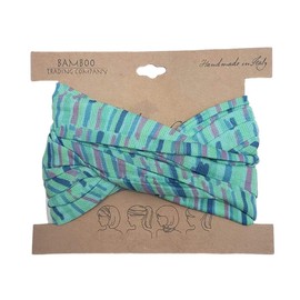 Bamboo Trading Company - Juego de 4 diademas anchas para la cabeza con estampado a rayas - 40,6 cm de largo x 22,8 cm de ancho - Coral, rosa, azul, tonos aguamarina