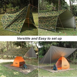 Unigear Tarp Rain Fly Tarp Waterproof Tent Cover Hiking Shelter Foldable Lightweight Waterproof for Camping and Protection Against Rain, Snow and Sun