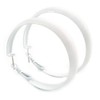 Medium White Enamel Hoop Earrings – 45mm Diameter – Classic