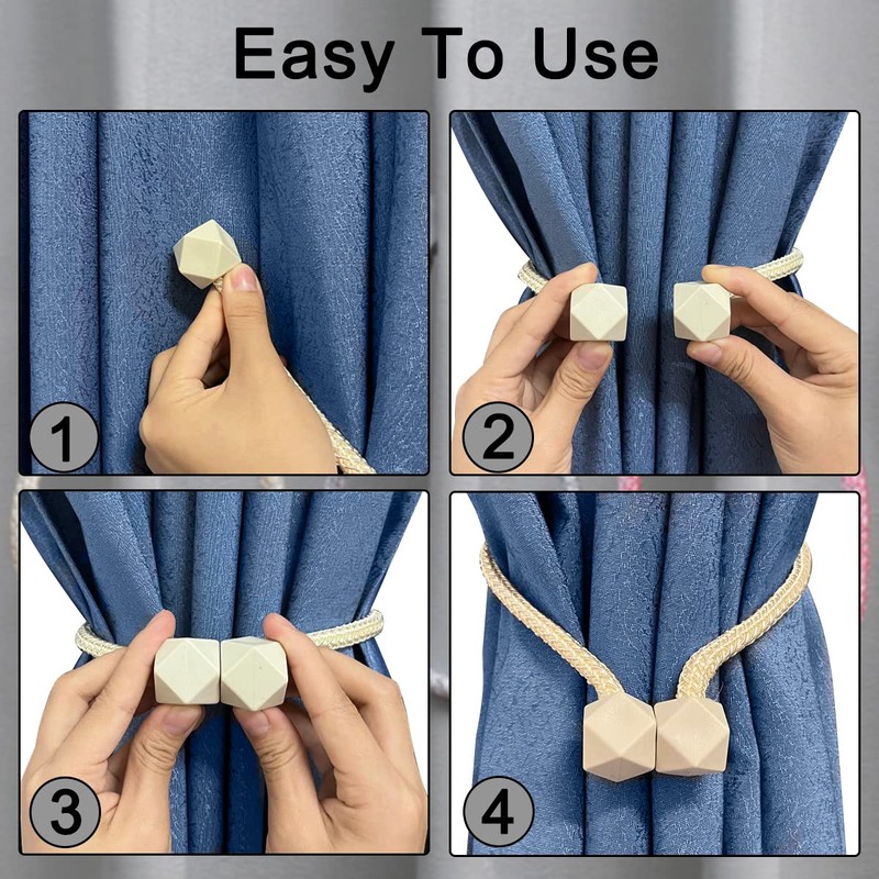 Yatinkim 2 Pack Curtains Tie Backs Drapes Holders Beige Magnetic