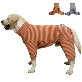 KOOGAL Dog Pyjamas PJS Sweater Clothes and Home Clothing Suitable for Medium to Large Breeds of Dogs, Dog Neutering Suits, Extra-Large Stretch Fabric, Four-Legged (Thickened Orange Stripes, 3XL)
