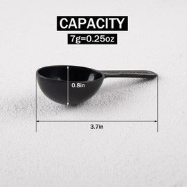Framendino, 24 Pack Plastic Coffee Measuring Spoons Short Handle Scoops for Tea Sugar Cereal Milk Powder Spices Black 7g