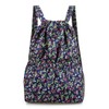YUNZLAN Floral Large Drawstring Backpack with 4 Pockets String Swim
