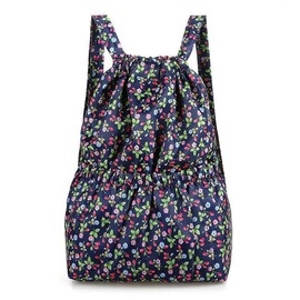 YUNZLAN Floral Large Drawstring Backpack with 4 Pockets String Swim Gym Bag for Women Lightweight Cinch Bag Travel and Daily Use