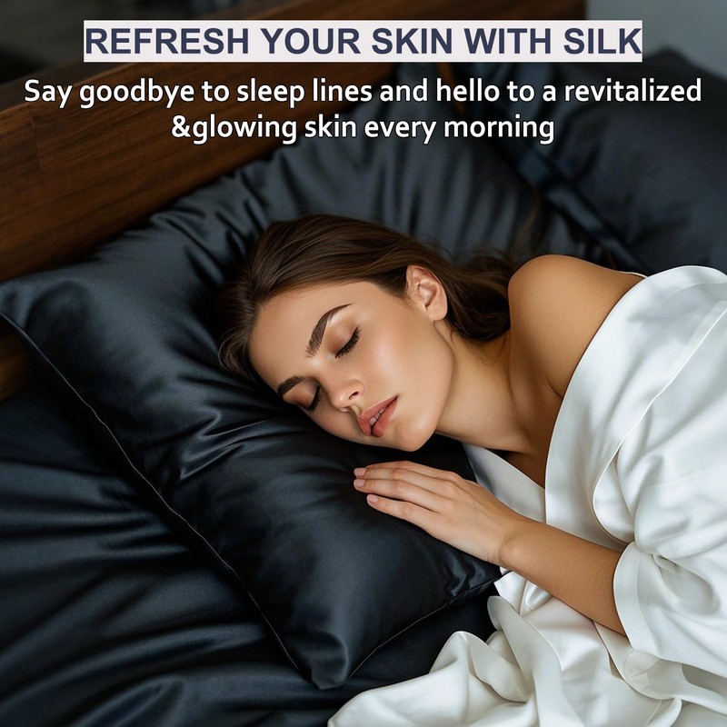 Ravmix Silk Pillowcase for Hair and Skin with Hidden Zipper,