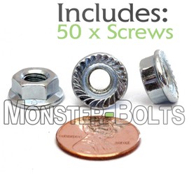MonsterBolts - M6 Serrated Flange Nuts, DIN 6923, Zinc CR+3, 50 Pack