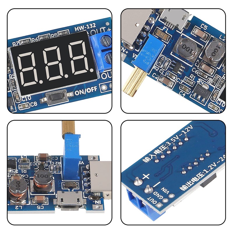 AOICRIE 4 PCS USB Buck Boost Converter 3.5V-12V to 1.2V-24V